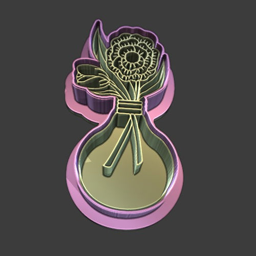 Flower Bulb Cookie Cutter & Stamp # 001-Cookie Cutter-seb3dcustomdesigns